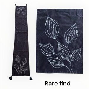 Kirkland’s TABLE RUNNER Velvet Embroidery Leaf 100% cotton, 80L x 14W